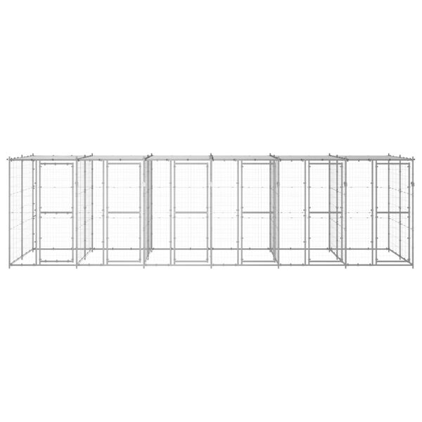 vidaXL Utendørs hundegård med tak 14,52 m² galvanisert stål