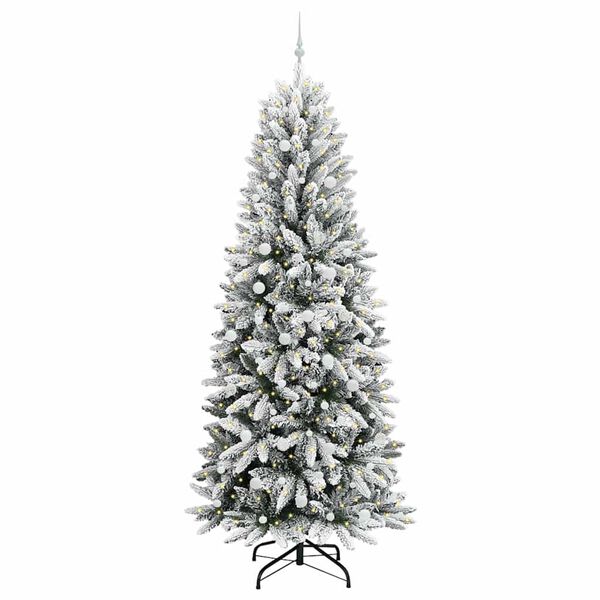 vidaXL Kunstig juletre Hvit 93 x 93 x 240 cm PVC, plast, stål og PE