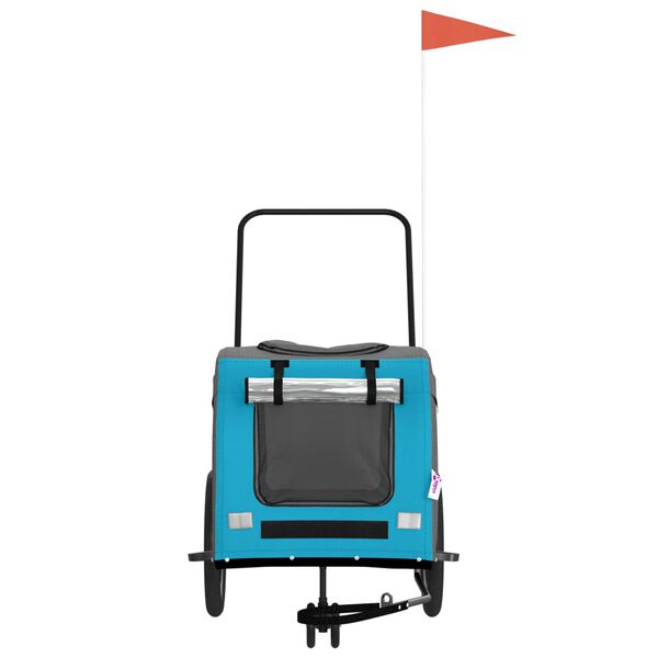 vidaXL Kjæledyrsykkelhenger blå og grå oxfordstoff og jern