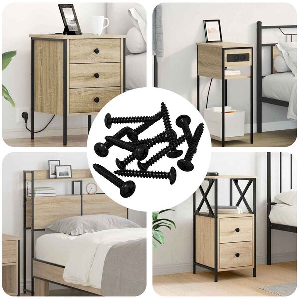 vidaXL Tapping nagler 12 pcs Svart M4 x 28 mm St&aring;l