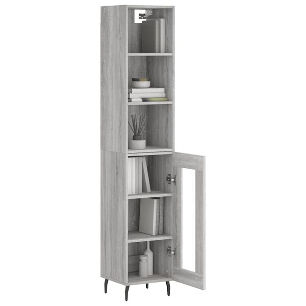 vidaXL Highboard gr&aring; sonoma 34,5x34x180 cm konstruert tre