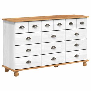 vidaXL Skap med skuffer ASKIM Hvit 79 x 40 x 133,5 cm Massiv furu