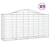 vidaXL Gabionkurver buede 9 stk 200x50x100/120 cm galvanisert jern