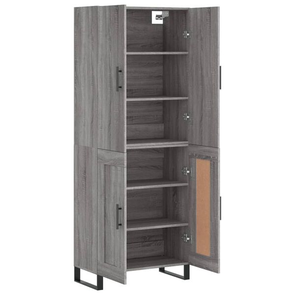 vidaXL Highboard gr&aring; sonoma 69,5x34x180 cm konstruert tre