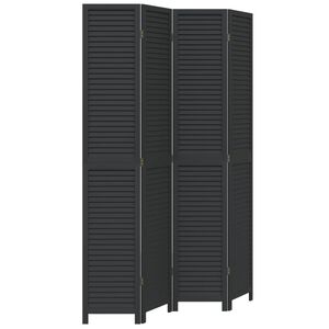 vidaXL Romdeler 4 paneler svart heltre keisertre