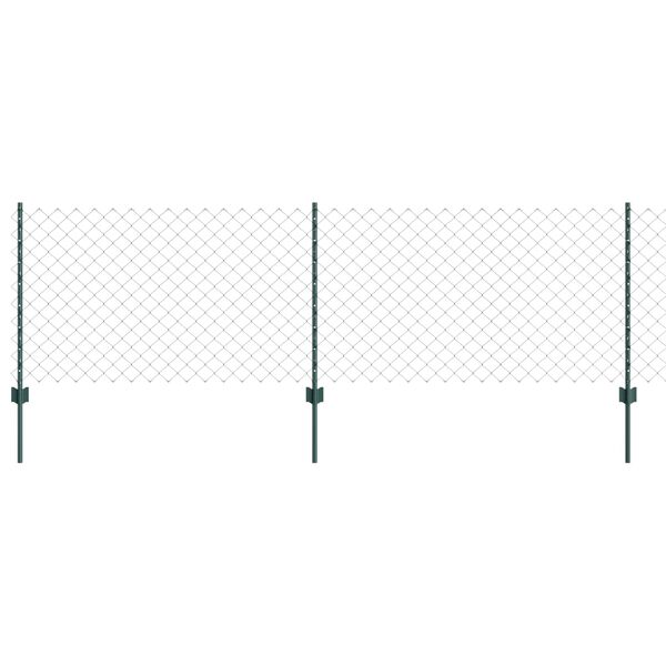 vidaXL Gjerde og St&oslash;tte gr&oslash;nn 0,8 x 10 m St&aring;l