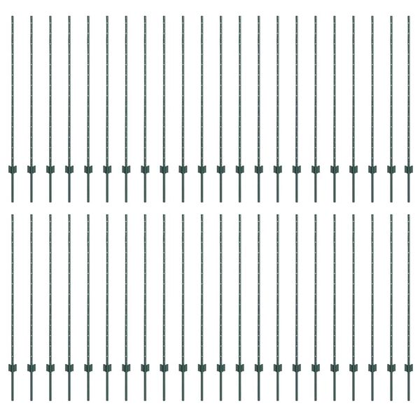 vidaXL Gjerdepunkter 44 pcs grønn 180 cm Stål