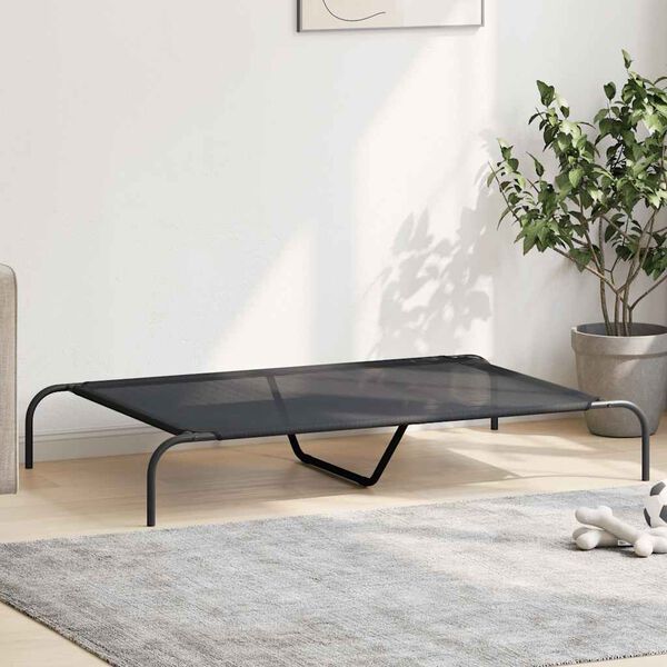 vidaXL Forhøyet hundeseng svart 130x80x20 cm tekstil og stål