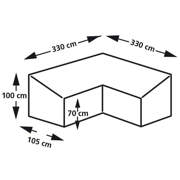 Eurotrail Trekk til hagesofa L-form 330x330x100/70 cm gr&aring;