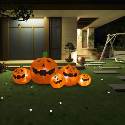 vidaXL Halloween oppblåsbar gresskarfamilie med LED 1,8 m
