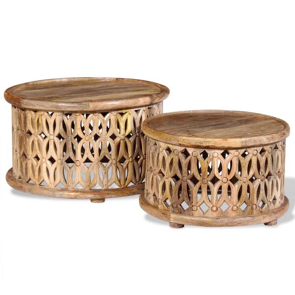 vidaXL Salongbordsett 2 deler massivt mangotre