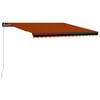 vidaXL Manuell Markise 4,5 x 3 m Oransje og brune horisontale striper