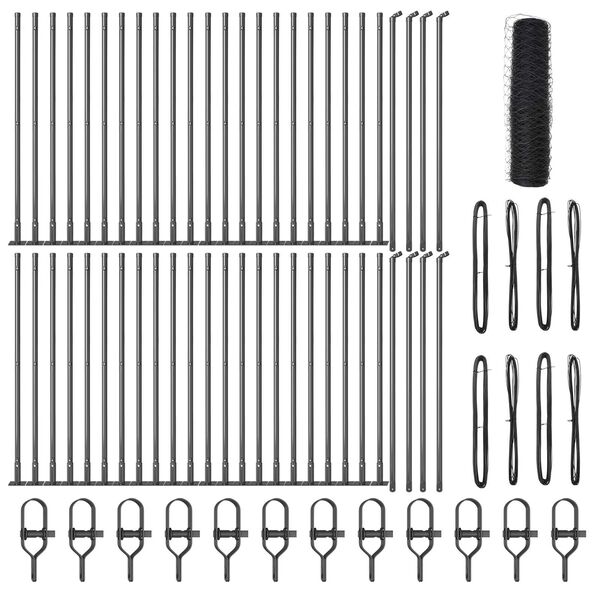 vidaXL Gjerdep&aring;le Gr&aring; 100 x 0,4 m (50 mm nett) St&aring;l og PVC