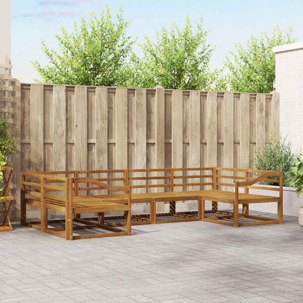 vidaXL Utend&oslash;rs sofa-sett 6 pcs Naturlig Solid akasietre