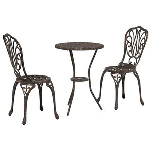 vidaXL Hage Bistro Sett 3 stk. Bronse Aluminium