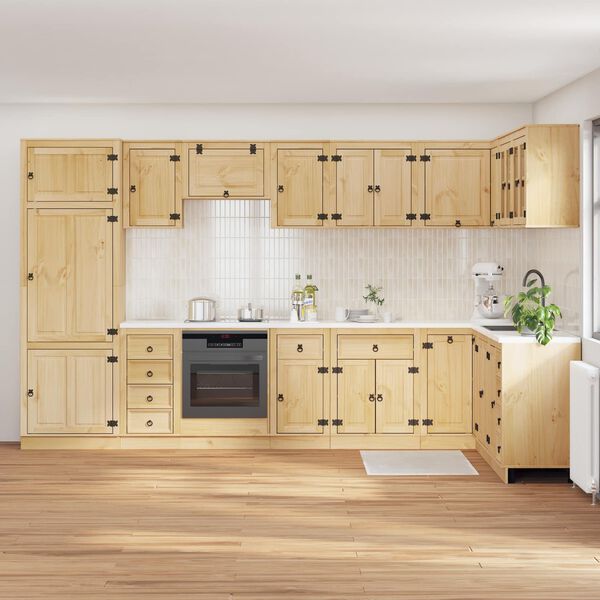 vidaXL Kabinett med skuff med hylle SKI 14 pcs HonningBrun Massiv furu