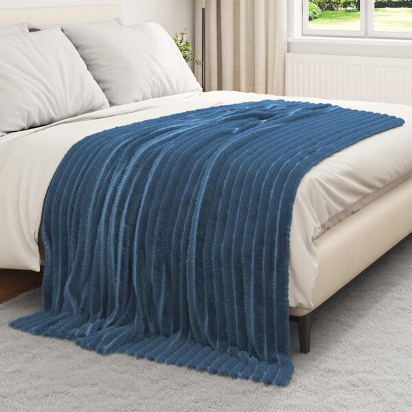 vidaXL Kastteppe Marinebl&aring; 200 x 150 cm Fleece