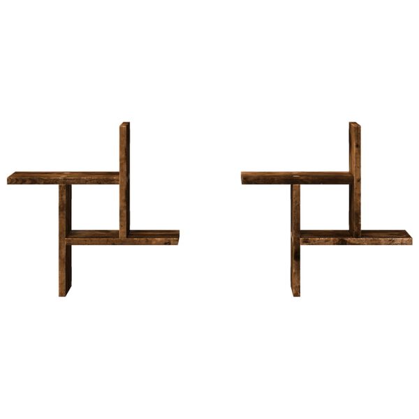 vidaXL Vegghyller 2 stk r&oslash;kt eik 38x12x38 cm konstruert tre