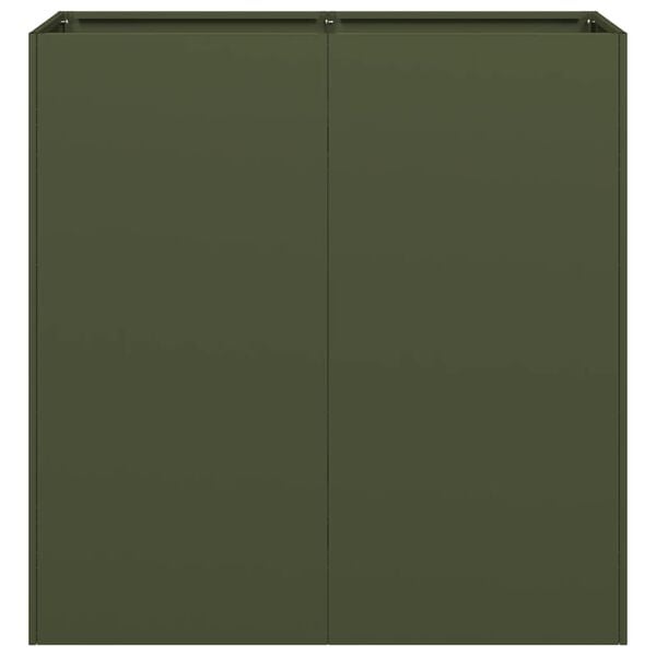 vidaXL Plantekasse olivengr&oslash;nn 80x40x80 cm kaldvalset st&aring;l