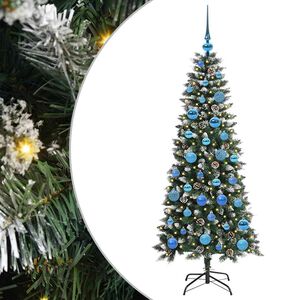 vidaXL Kunstig juletre med 150 LED gr&oslash;nn 150 cm PVC og plast og st&aring;l