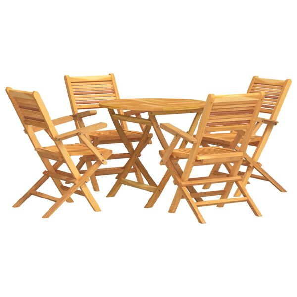 vidaXL Hagespisegruppe 5 deler heltre teak