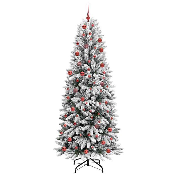 vidaXL Kunstig juletre med 300 LED Hvit 210 cm PVC, plast, st&aring;l og PE