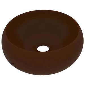 vidaXL Luksuri&oslash;s servant rund matt m&oslash;rkebrun 40x15 cm keramisk