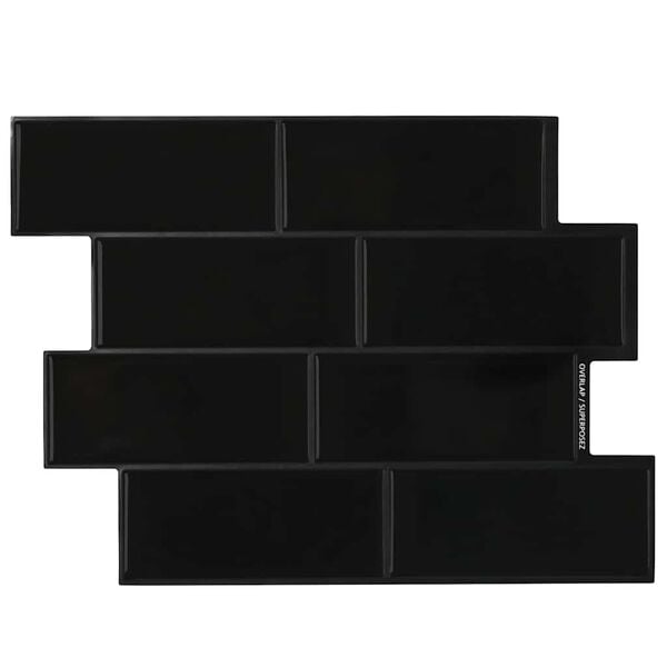vidaXL Subway-flis 10 pcs Svart 29.4 x 21.4 cm Polyuretan og PET
