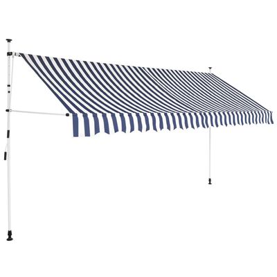 vidaXL Manuell uttrekkbar markise 400 cm blå og hvite striper