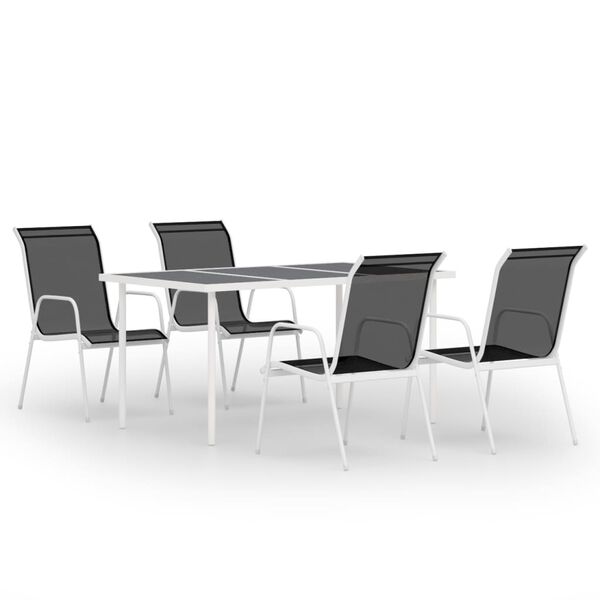 vidaXL Utend&oslash;rs spisestue 5 deler st&aring;l svart