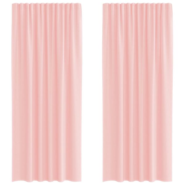vidaXL Voile gardiner med stanglommer 2 stk rosa