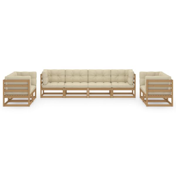 vidaXL Hagesofagruppe med puter 8 deler heltre furu