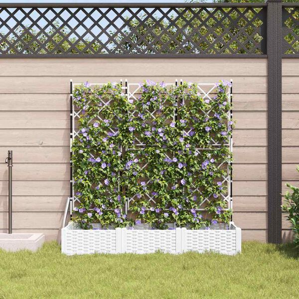vidaXL Hageblomsterpotte 3 pcs Hvit 120 x 40 x 125,5 cm St&aring;l