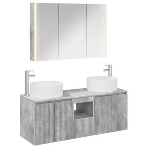 vidaXL Baderomsskapsett 4 pcs Betonggr&aring; 103,5 x 15,5 x 70 cm