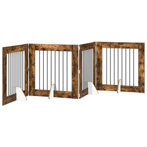 vidaXL Foldbar hundegitter med stativer 4 stk. R&oslash;kt Eik 321 cm