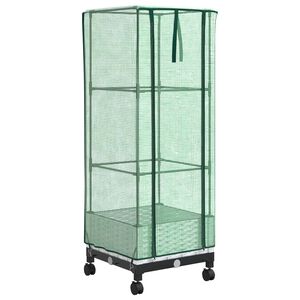 vidaXL Hageplantekasse med drivhusdeksel og hjul Hvit 40 x 40 x 129 cm