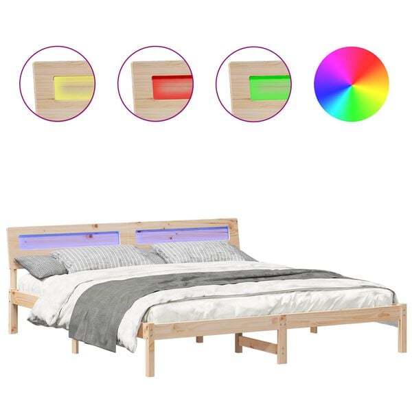 vidaXL Sengestamme med hodegjerde Brun 200 x 200 cm Massiv furu