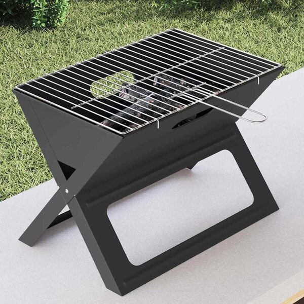 vidaXL Utendørs grill Svart 46 x 30 x 31 cm Stål