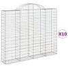 vidaXL Gabionkurver buede 10 stk 200x30x160/180 cm galvanisert jern