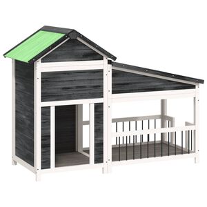 vidaXL Hundekennel gr&aring; 143x60,5x109 cm heltre furu