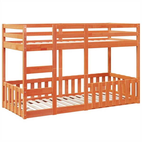 vidaXL Køyeseng voksbrun 75x190 cm heltre furu