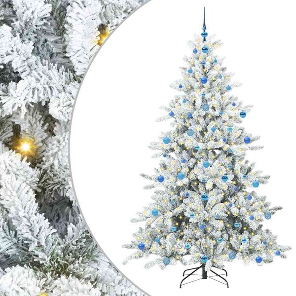vidaXL Kunstig sammensatt juletre med 300 LED Hvit 210 cm PVC og st&aring;l