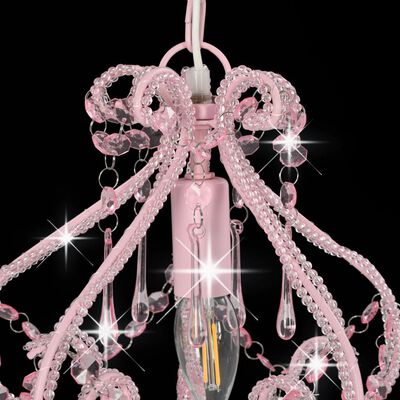 vidaXL Taklampe med perler rosa rund E14