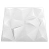 vidaXL 3D-veggpaneler 48 stk 50x50 cm diamant hvit 12 m²