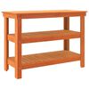 vidaXL Arbeidsbenk med hylle Voksbrun 110,5 x 50 x 80 cm Heltre furu