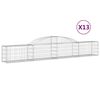 vidaXL Gabionkurver buede 13 stk 300x30x40/60 cm galvanisert jern