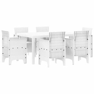 vidaXL Hage Spisegruppe 7 stk. Hvit Polt rattan