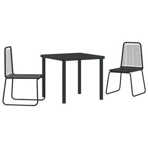 vidaXL Hage Spisegruppe 3 pcs Svart Pulverlakkert st&aring;l
