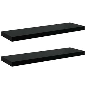 vidaXL Flytende vegghyller 2 stk h&oslash;yglans svart 80x23,5x3,8 cm MDF
