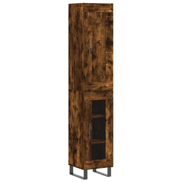vidaXL Highboard r&oslash;kt eik 34,5x34x180 cm konstruert tre